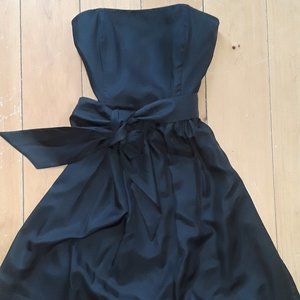 White House Black Market black strapless silk dress with belt